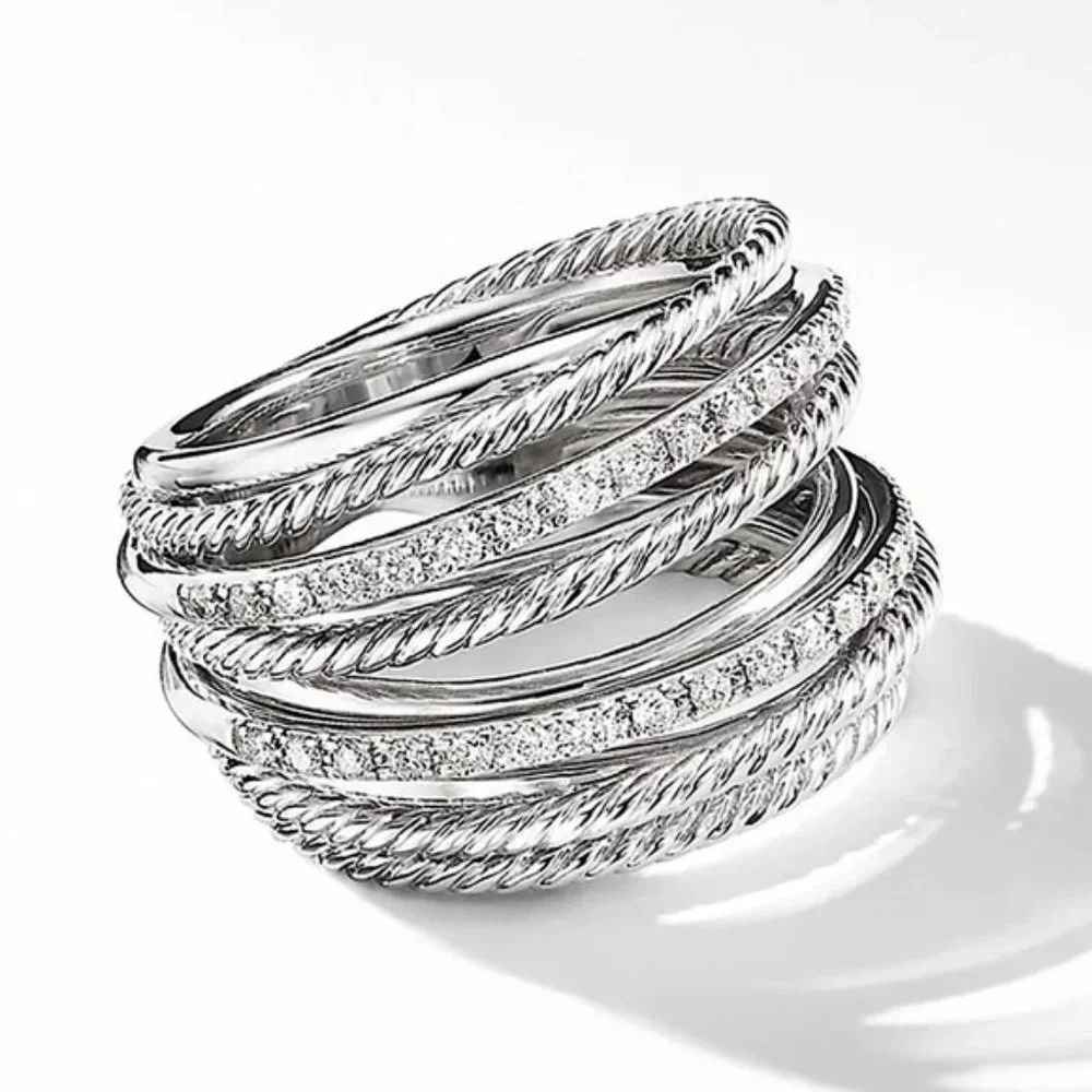 New 925 Sterling Silver Diamond Halo Ring - Picture 3 of 5